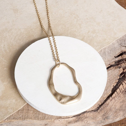 Minimalist Asymmetric Circle in Worn Gold