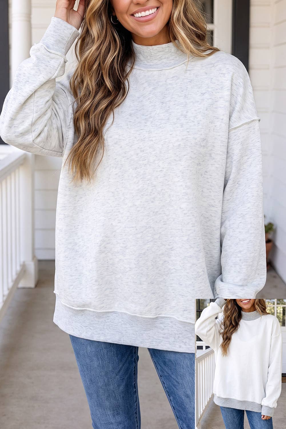Brynna Reversible Mock Neck in Grey