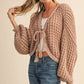 Christina Balloon Sleeve Cardigan in Taupe
