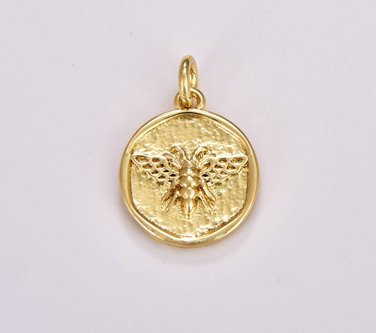 Gold Filled Queen Bee Medallion Charm