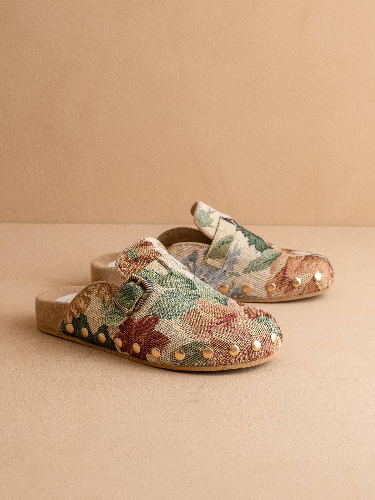 The Toni Floral Tapestry Studded Buckle Fall Clog