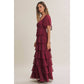 Cortney Smocked Maxi Dress in Burgundy