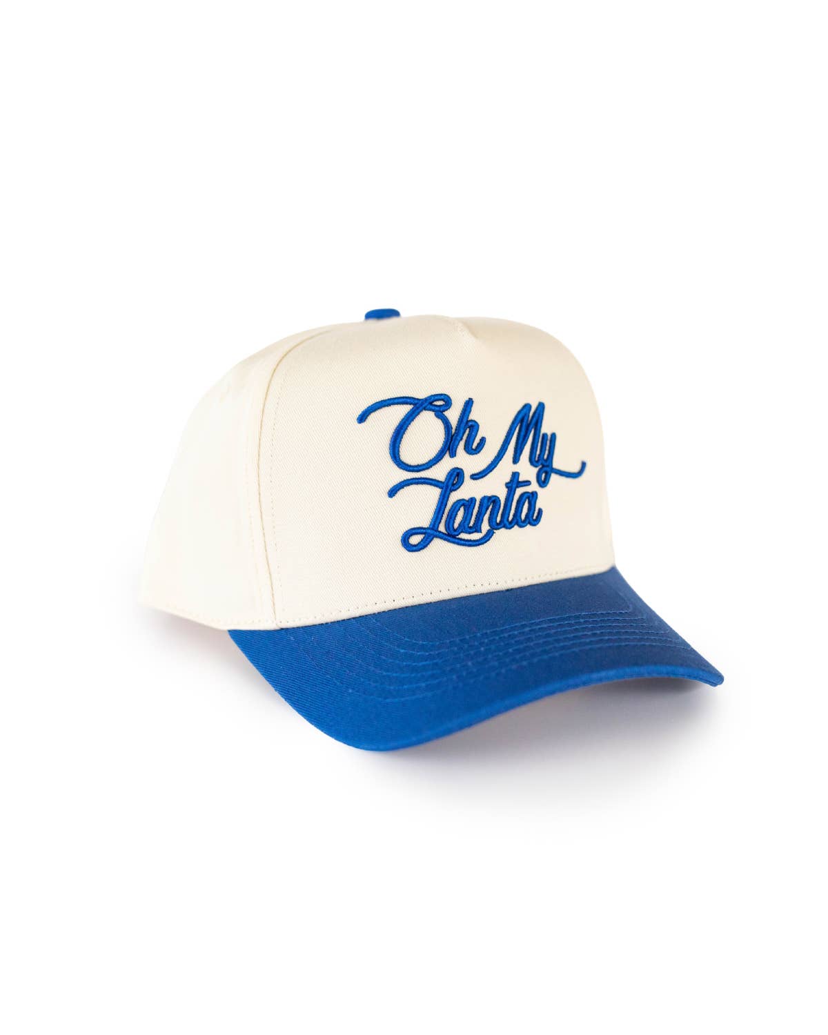 Oh My Lanta Embroidered Trucker Hat - Blue & Cream