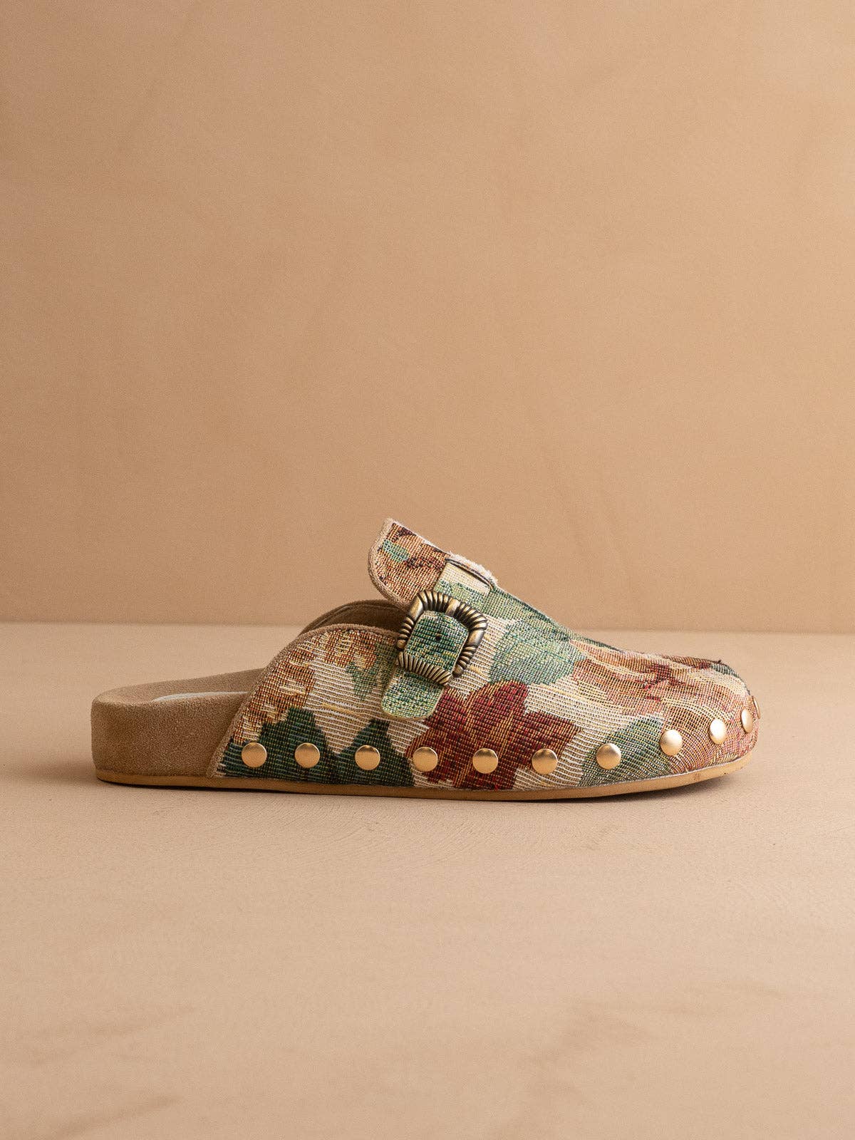 The Toni Floral Tapestry Studded Buckle Fall Clog