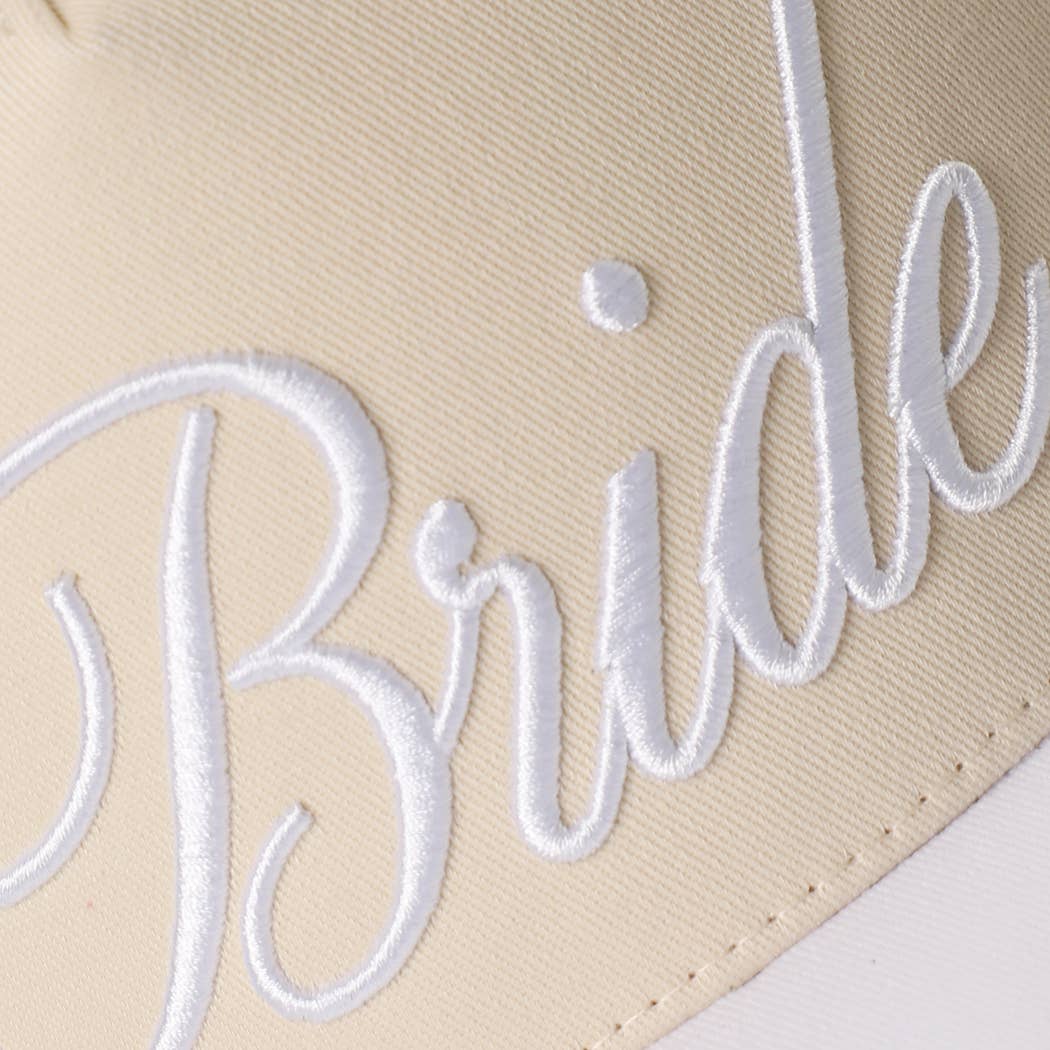 BRIDE Embroidered  Canvas Two-Tone Trucker Hat in White