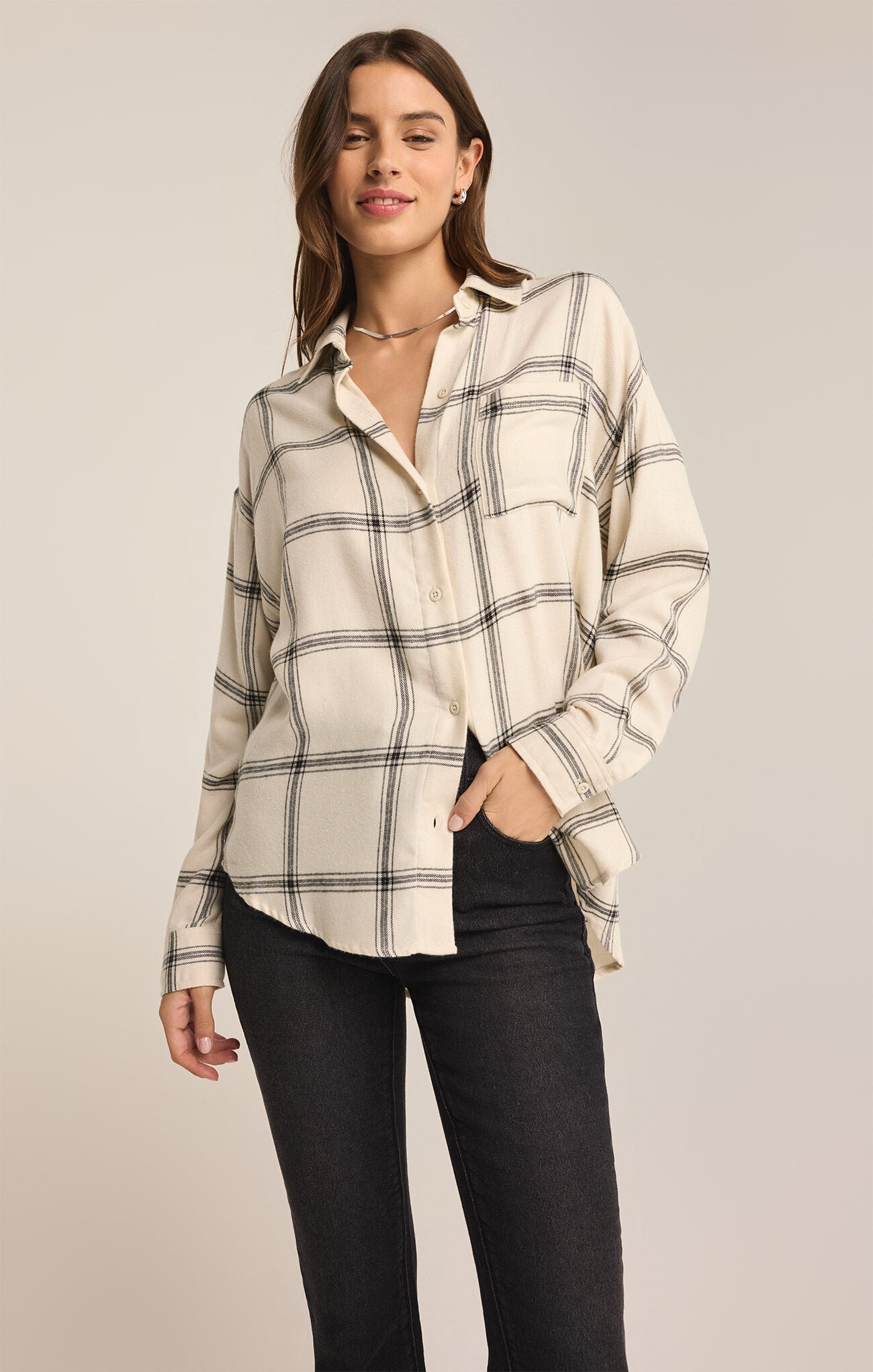 River Plaid Button Up in Sea Salt