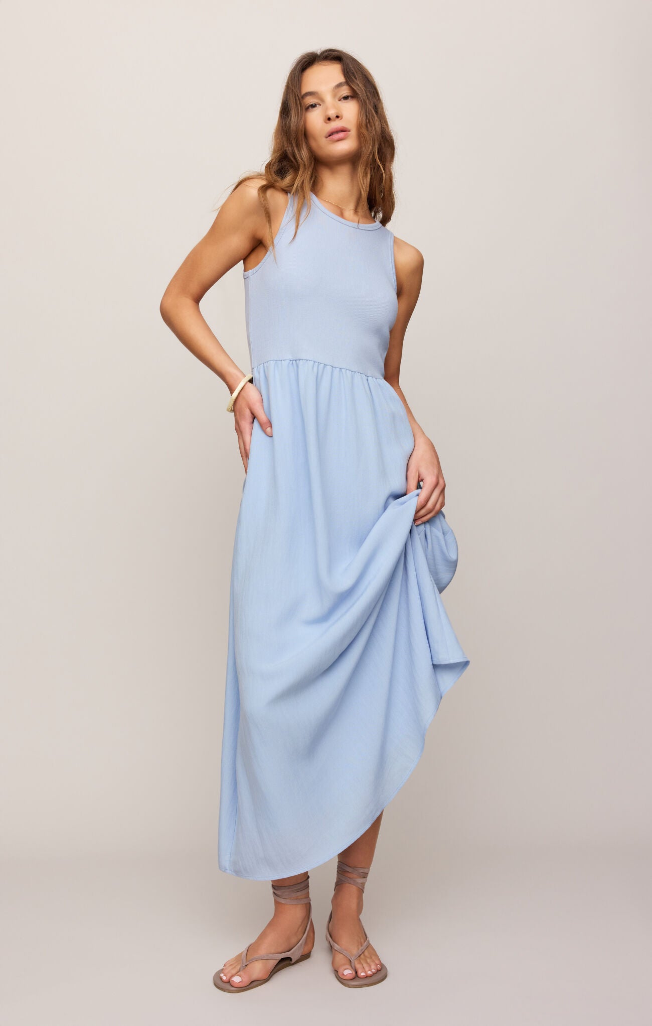 Charlotte Midi Dress in Light Blue