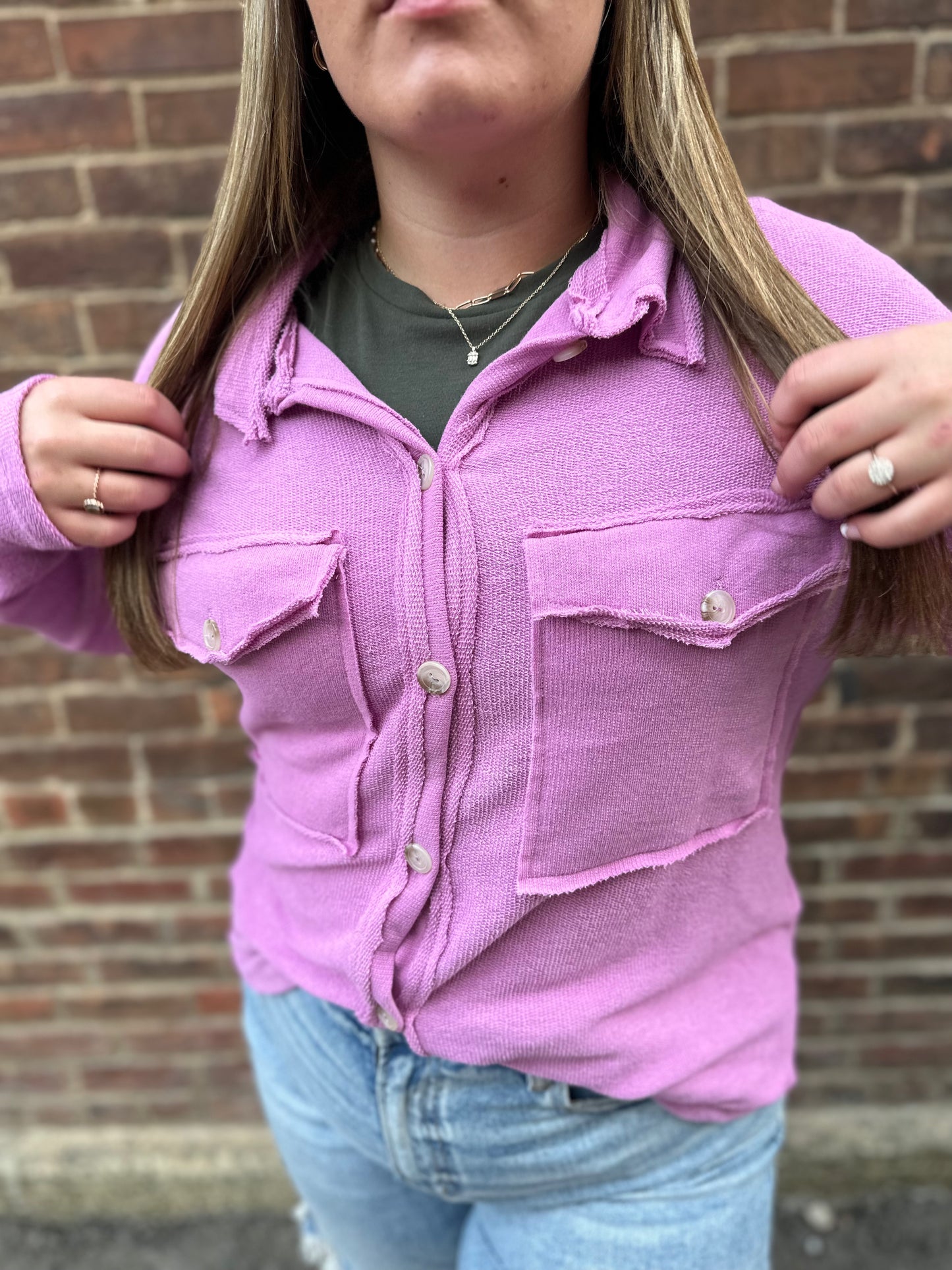 Piper Front Pocket Terry Jacket in Lavender