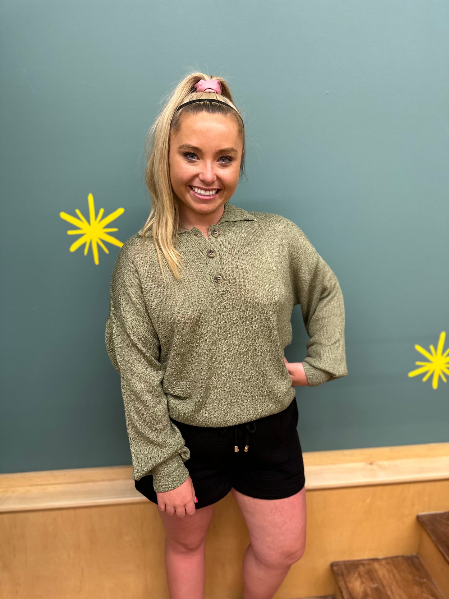Corinna Collared Sweater in Green