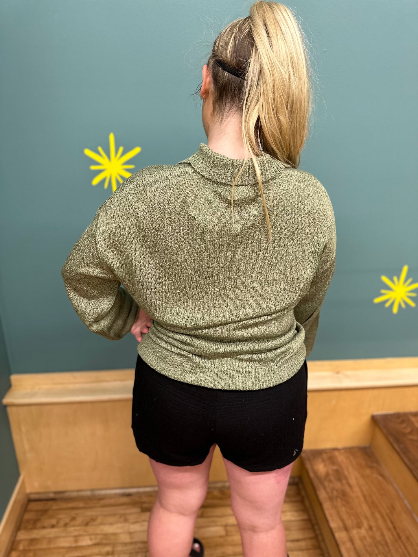 Corinna Collared Sweater in Green