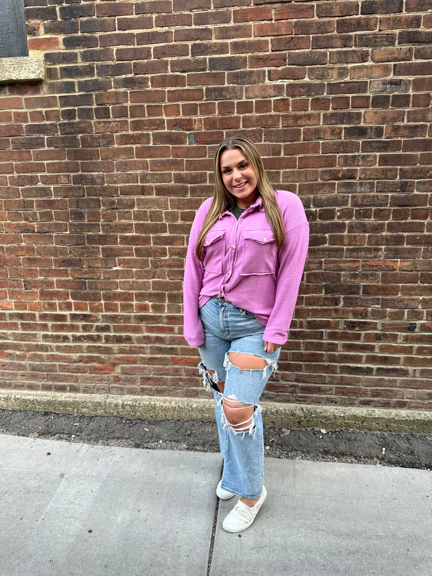 Piper Front Pocket Terry Jacket in Lavender