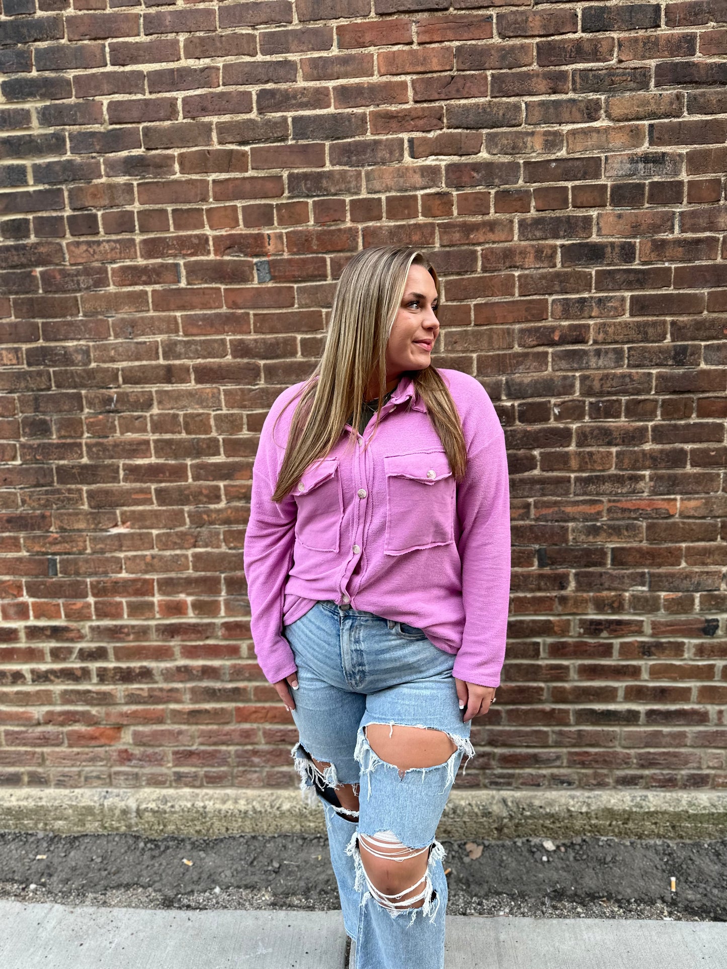 Piper Front Pocket Terry Jacket in Lavender