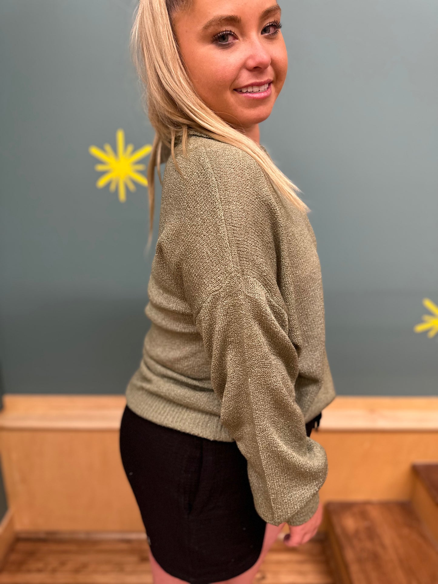Corinna Collared Sweater in Green