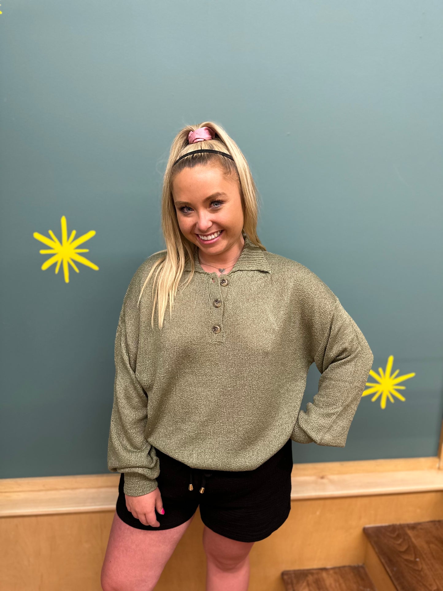 Corinna Collared Sweater in Green