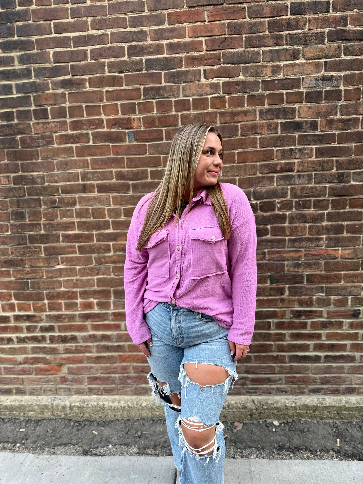 Piper Front Pocket Terry Jacket in Lavender