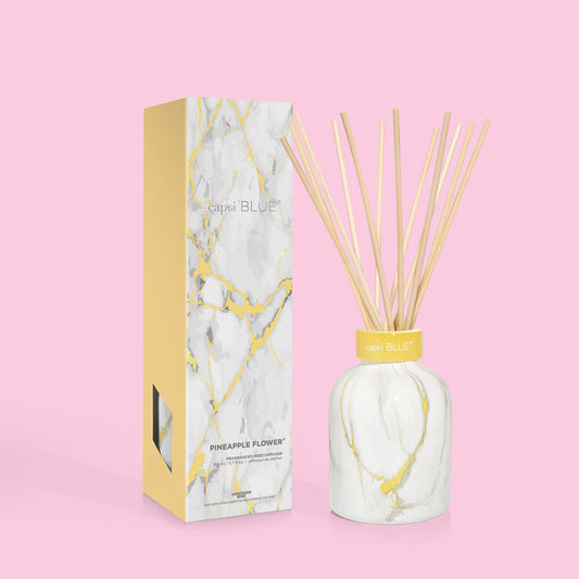 Pineapple Flower Modern Marble Petite Reed Diffuser, 5.7 fl oz