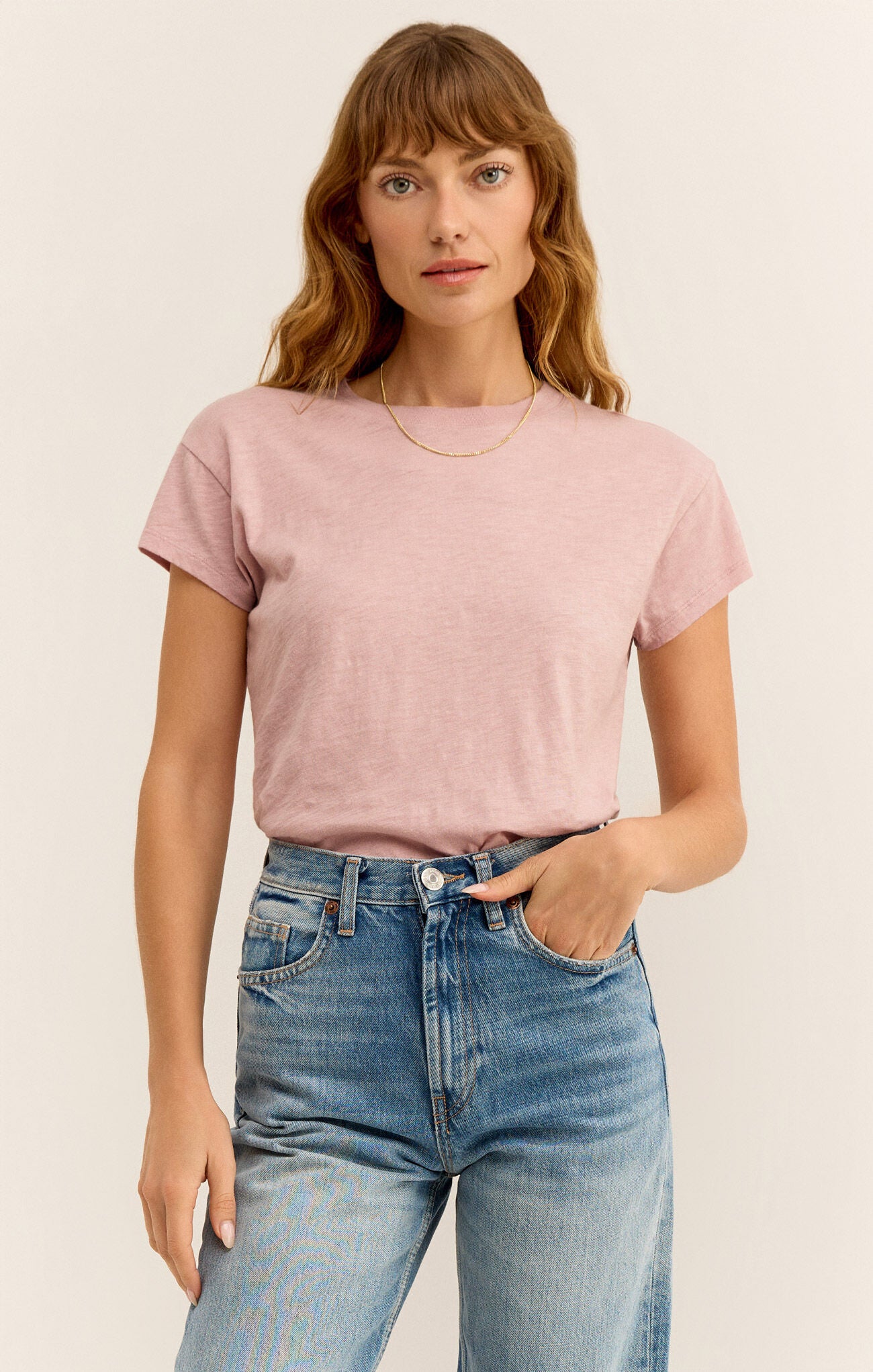 Torrie Modern Slub Tee in Lilac Gray