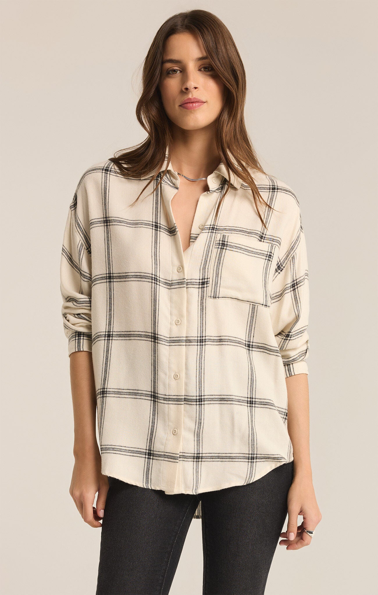 River Plaid Button Up in Sea Salt