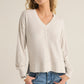 Wilder Cloud V Neck Top in Light Oatmeal
