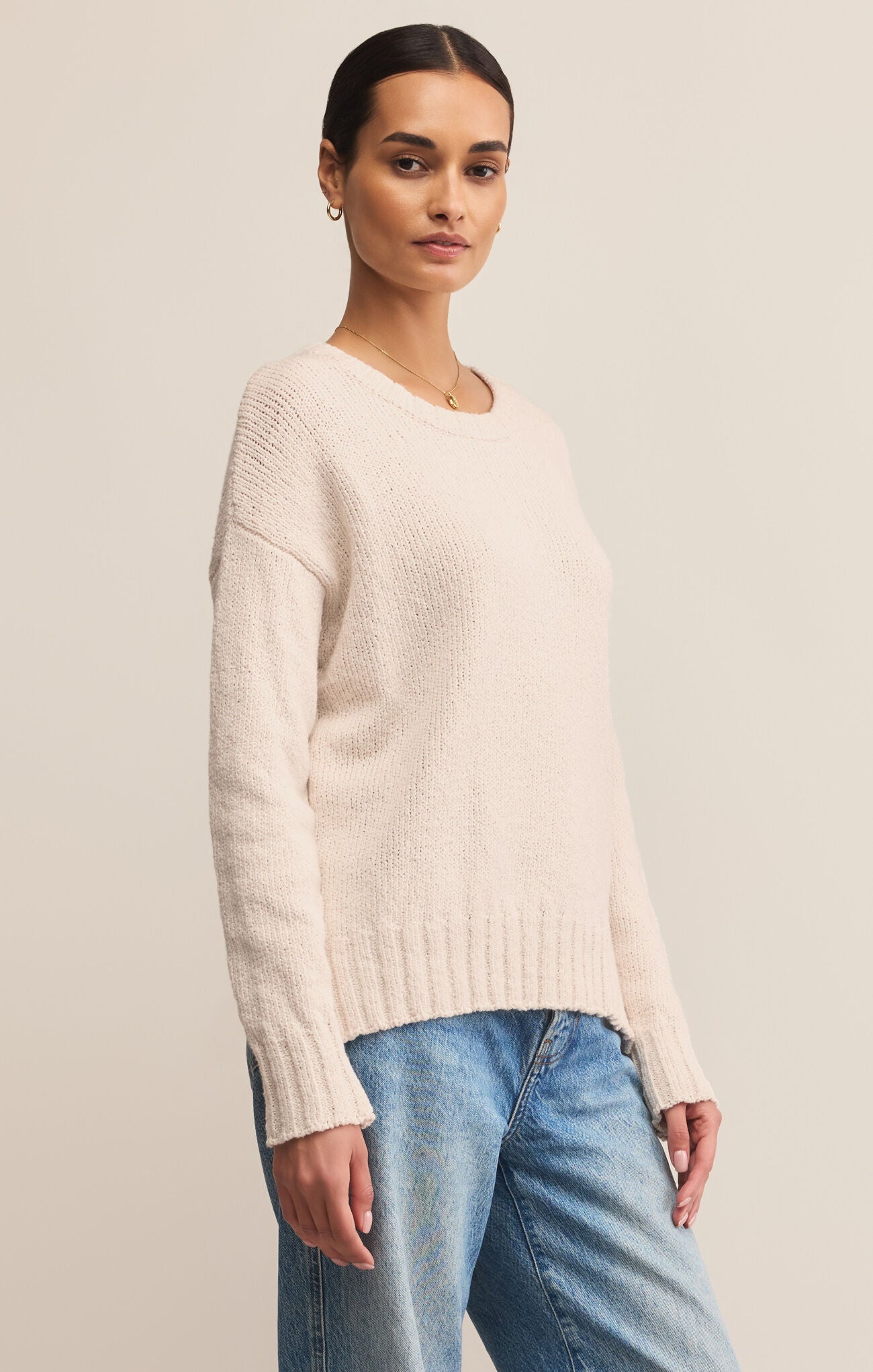 Beck Textured Sweater in Crystal