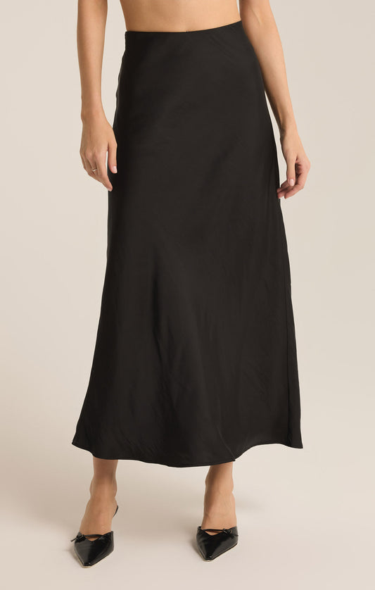 Europa Poly Sheen Skirt in Black