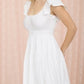 Willow Shirred Flounce Sleeve Mini Dress in White