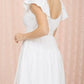 Willow Shirred Flounce Sleeve Mini Dress in White