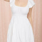 Willow Shirred Flounce Sleeve Mini Dress in White