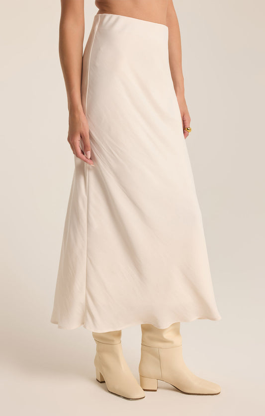 Europa Poly Sheen Skirt in Sea Salt