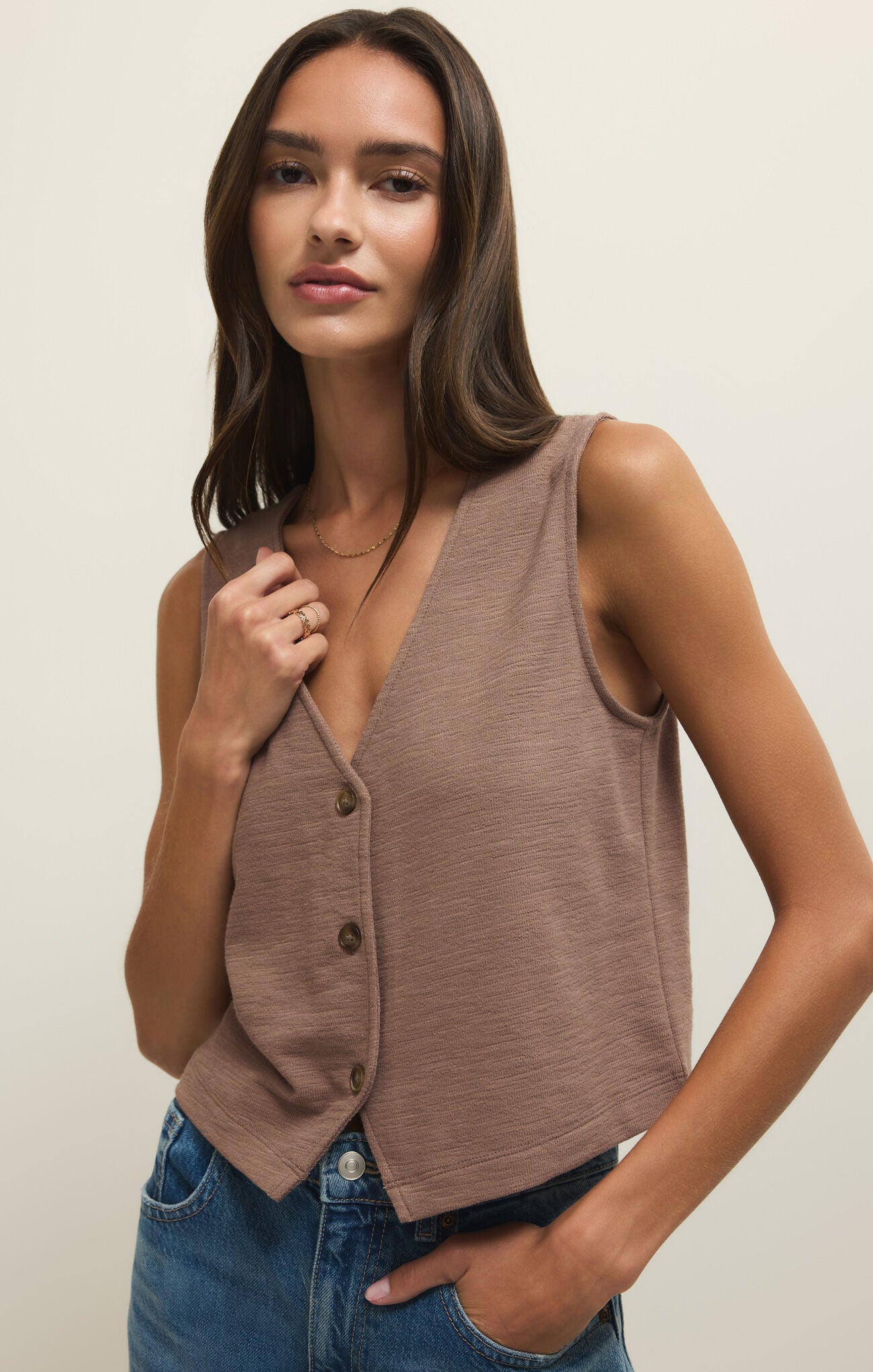 Noelle Textured Tank Top in Milk Shake