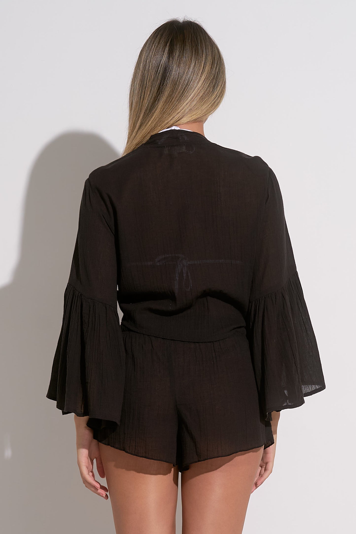 Lydia Tie Front Top in Black