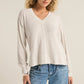 Wilder Cloud V Neck Top in Light Oatmeal