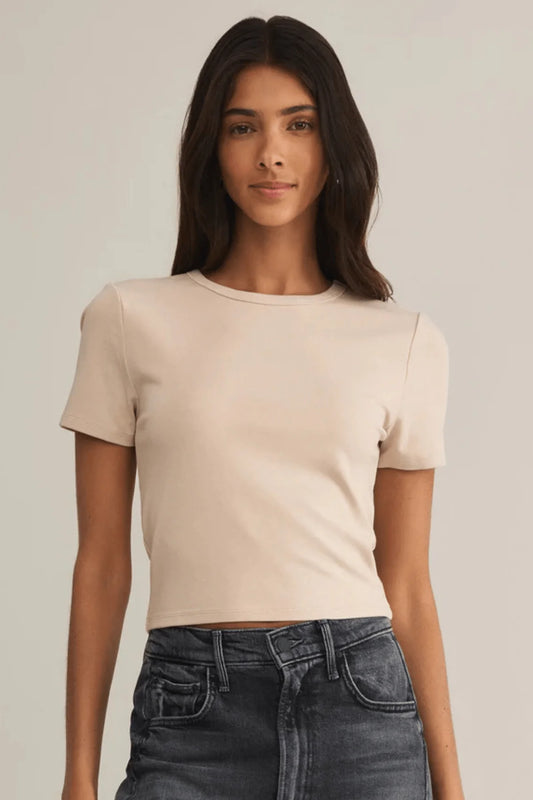 Second Skin Crew Top in Parchment