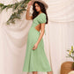 Leighton Short Puff Sleeve Open Back Maxi Dress