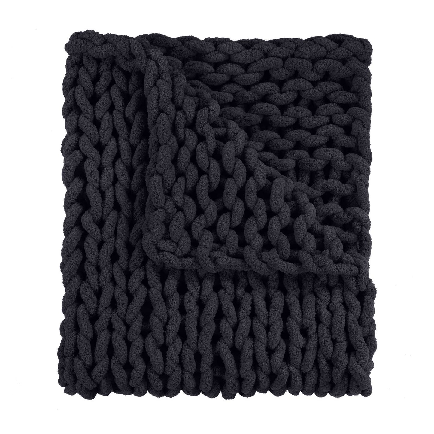 Chenille Chunky Throw in Black