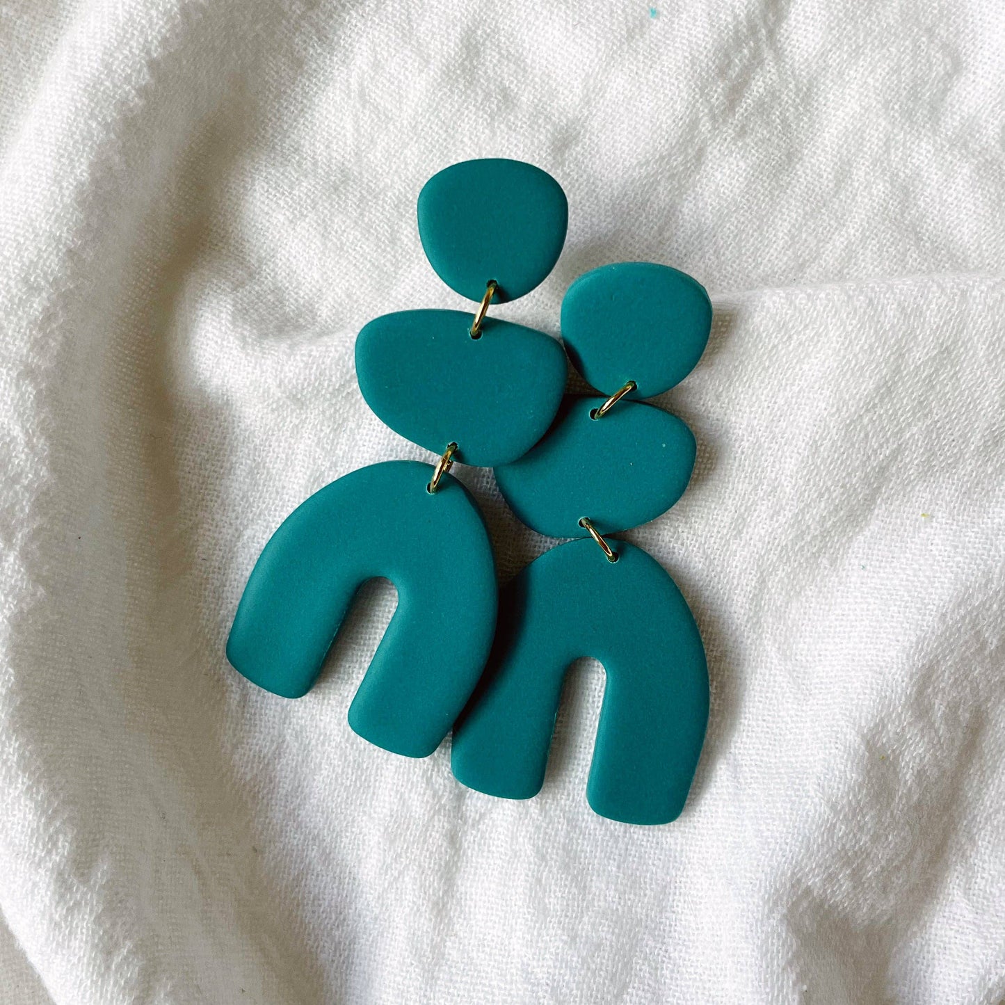 Jemima Tiered Chunky Earrings in Blue spruce