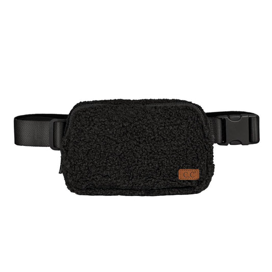 Fleece Small Sherpa Fanny Pack in Black