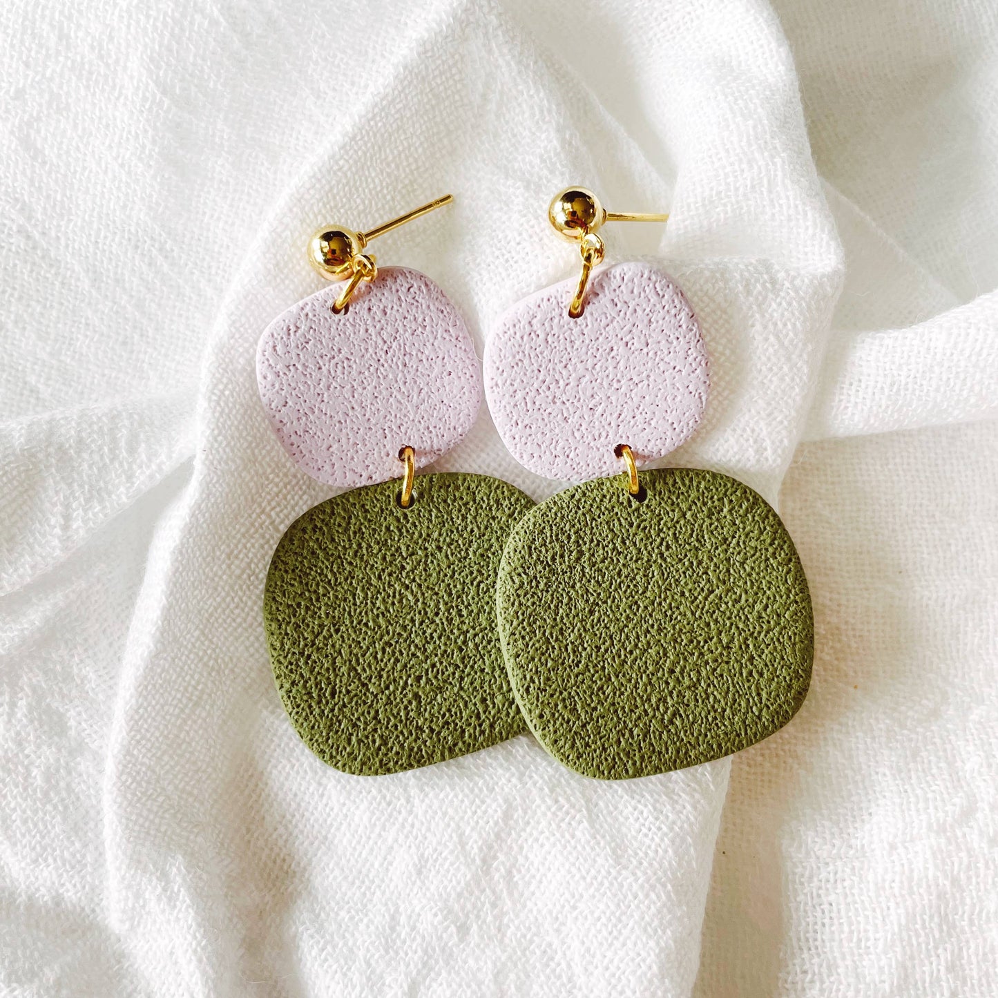 Coraline Organic Square Olive Earrings